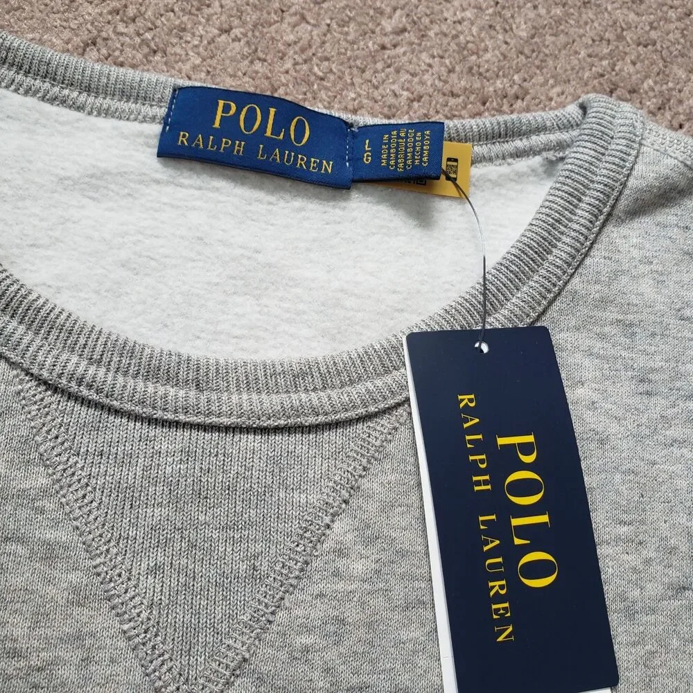 NWT Polo Ralph Lauren Ski Bear Sz Large Mens Gray Crewneck Sweatshirt Helicopter